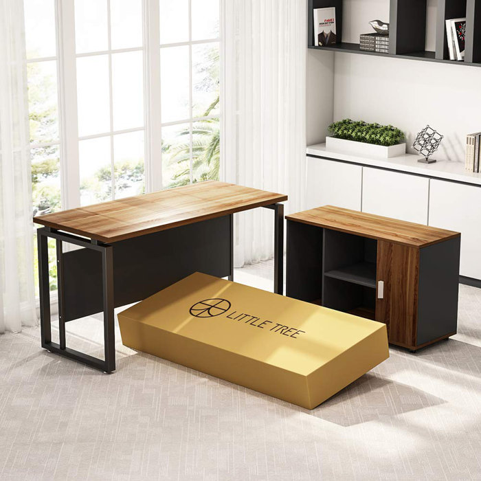 Ebern Designs Oakbrook Reversible LShape Credenza Desk & Reviews